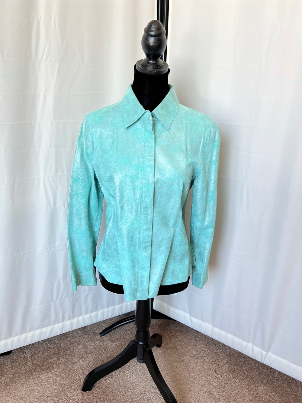 Co & Eddy Metallic Suede Snap-Front Jacket/Shirt